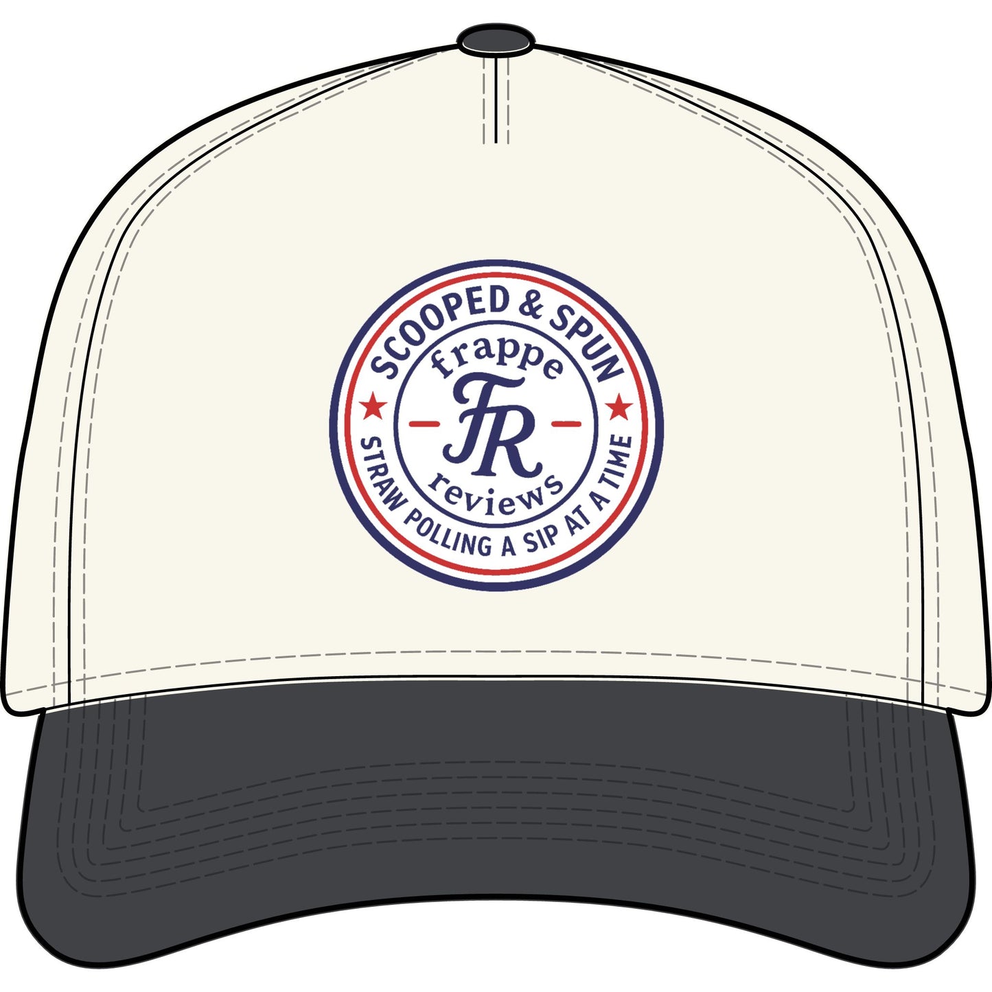 Two-Tone Cap — 'SCOOPED & SPUN' Frappe Reviews Logo Hat