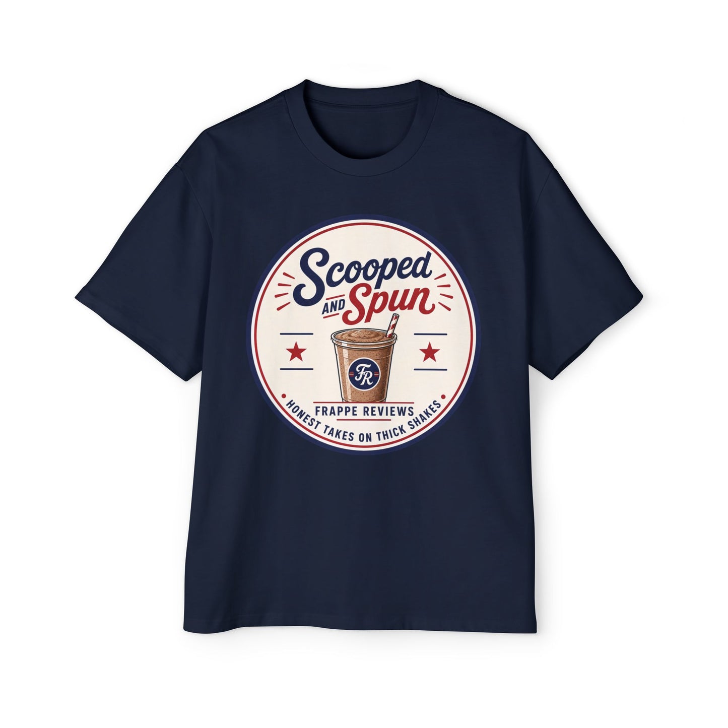 Scooped & Spun Tee — Retro Frappe Review Graphic T‑Shirt