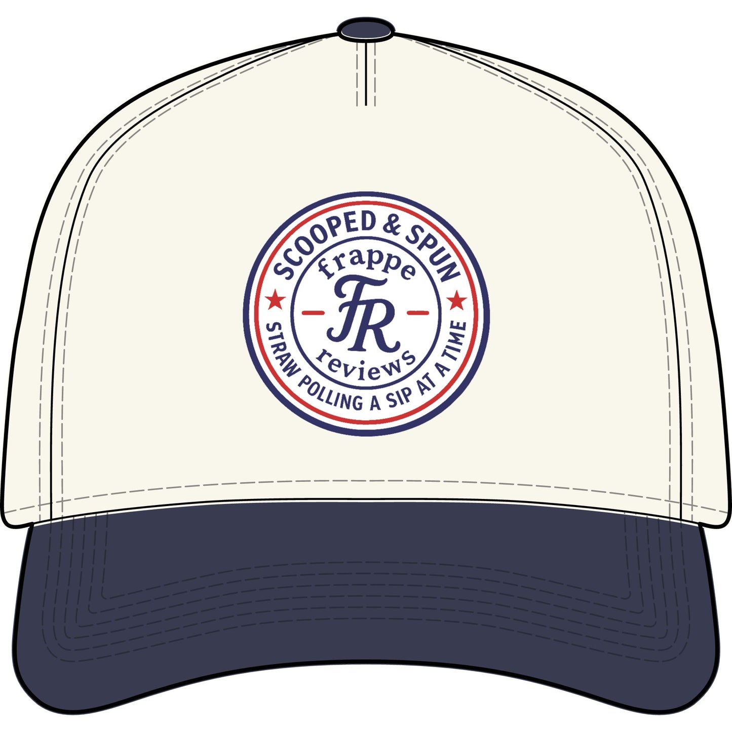 Two-Tone Cap — 'SCOOPED & SPUN' Frappe Reviews Logo Hat
