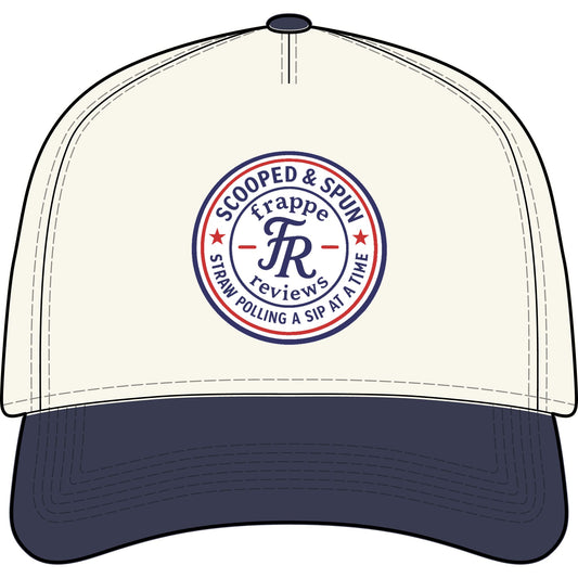 Two-Tone Cap — 'SCOOPED & SPUN' Frappe Reviews Logo Hat