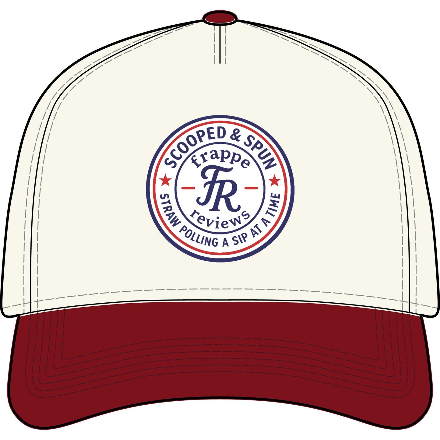 Two-Tone Cap — 'SCOOPED & SPUN' Frappe Reviews Logo Hat
