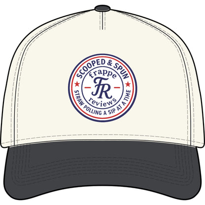 Two-Tone Cap — 'SCOOPED & SPUN' Frappe Reviews Logo Hat