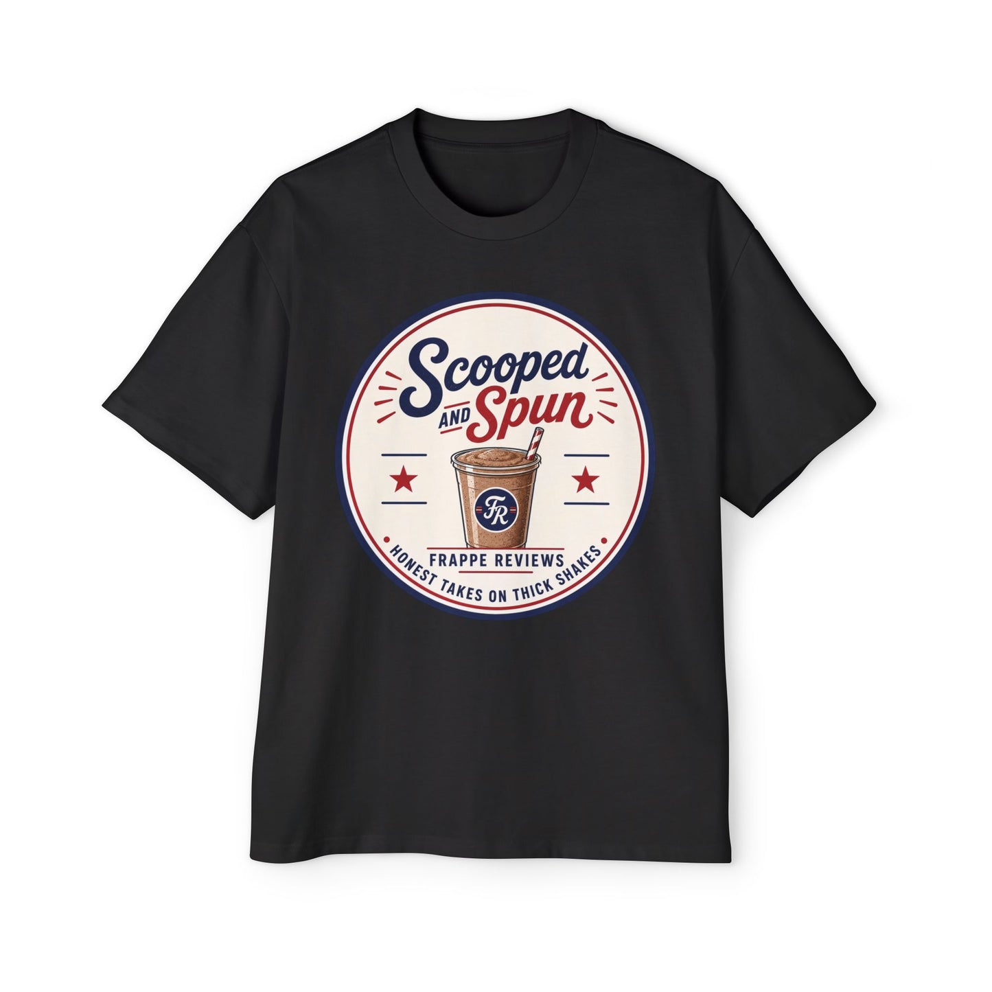 Scooped & Spun Tee — Retro Frappe Review Graphic T‑Shirt