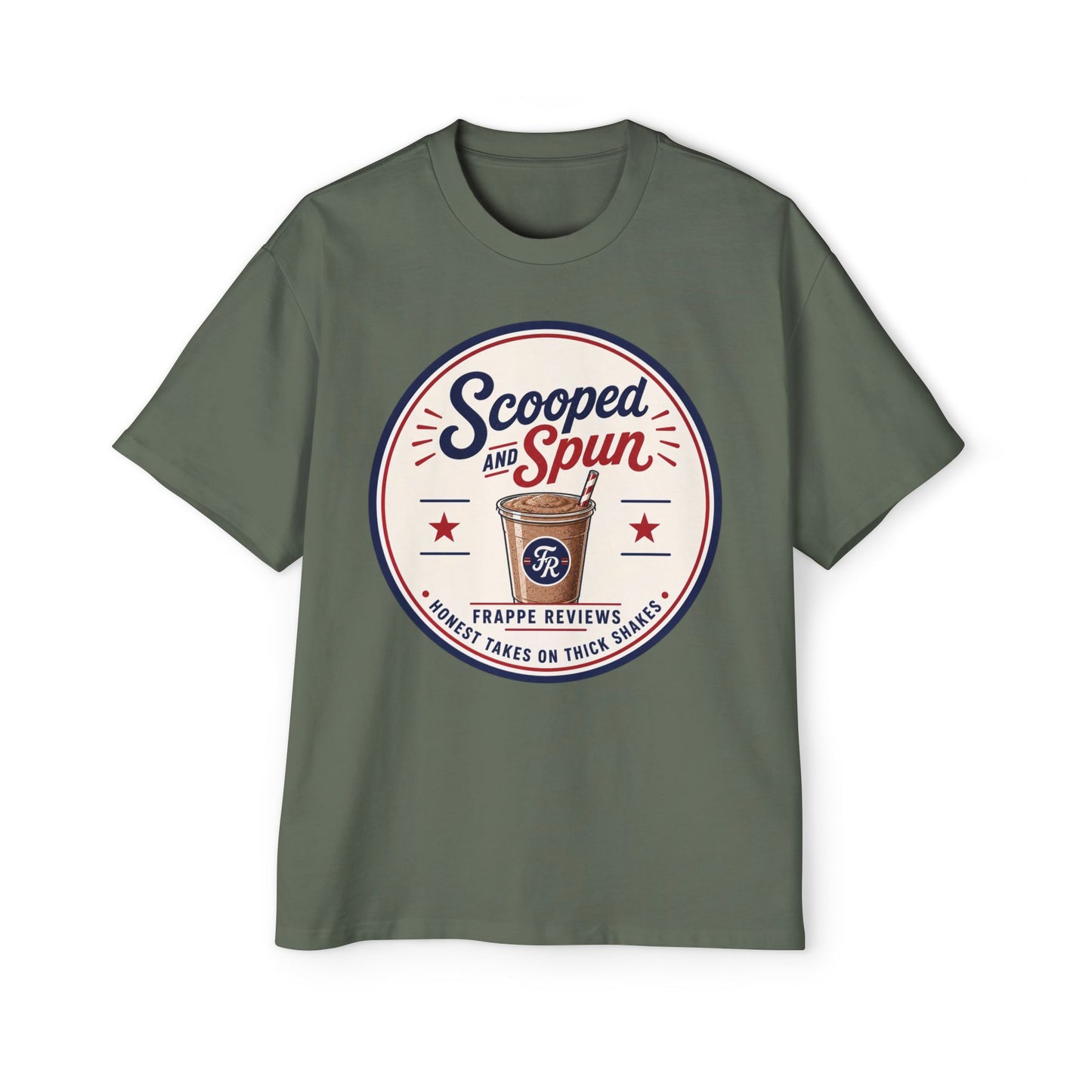 Scooped & Spun Tee — Retro Frappe Review Graphic T‑Shirt