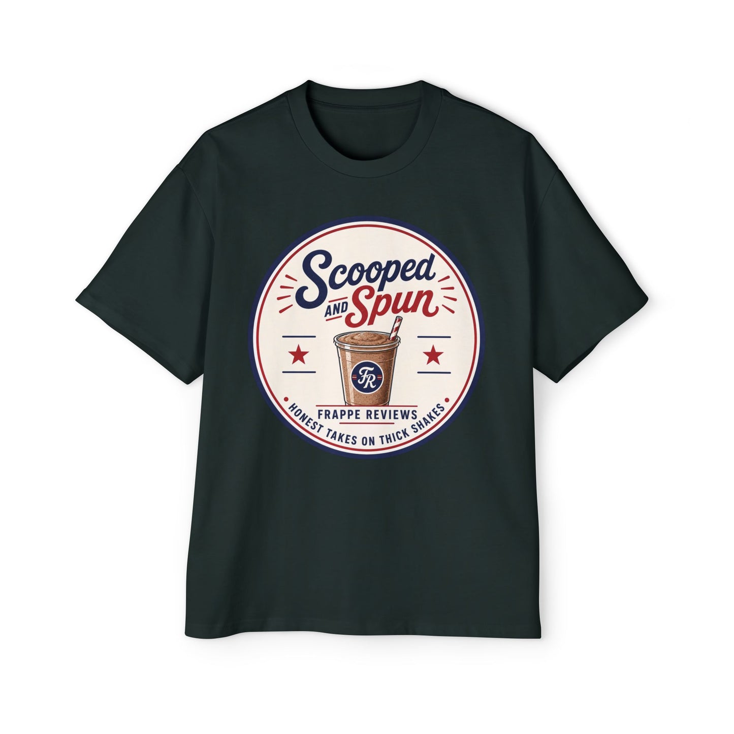 Scooped & Spun Tee — Retro Frappe Review Graphic T‑Shirt